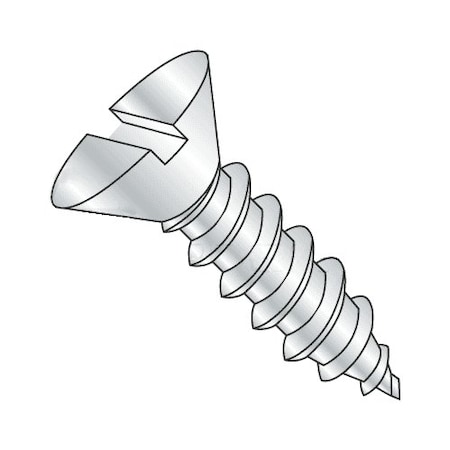 Newport Fasteners Self-Drilling Screw, #14 x 1 in, Zinc Plated Steel Flat Head Slotted Drive, 100 PK 298798-100